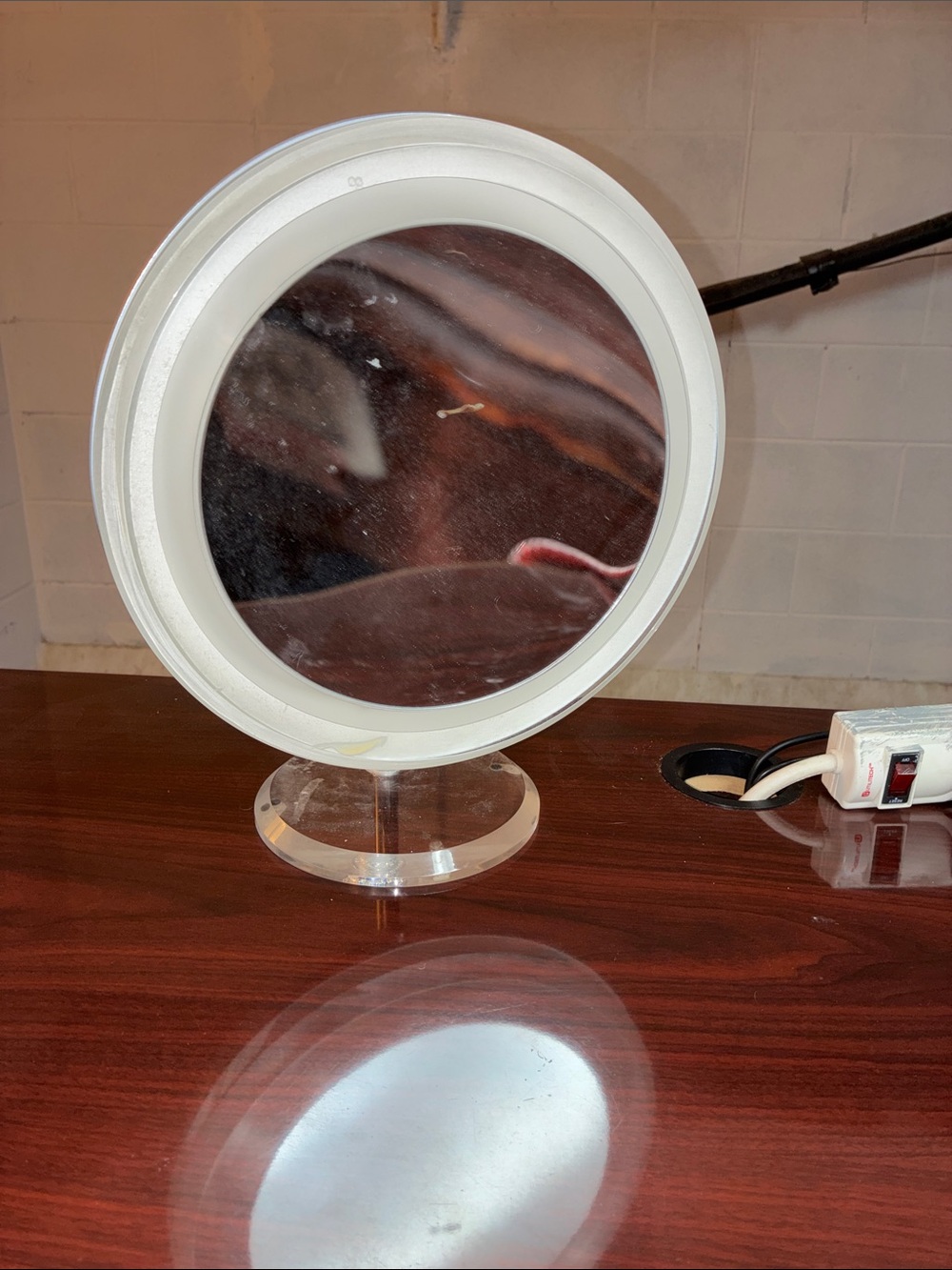 White LED Lighted Vanity Mirror with Clear Stand